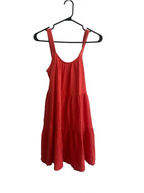 Marine Layer 100% Cotton Strapless Tiered Gauze Sundress Sz XS Coral